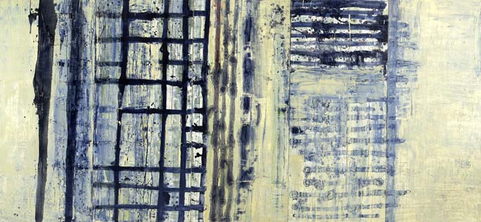 1996, Salty Surface with Ritalin & oil on canvas, 84x180in